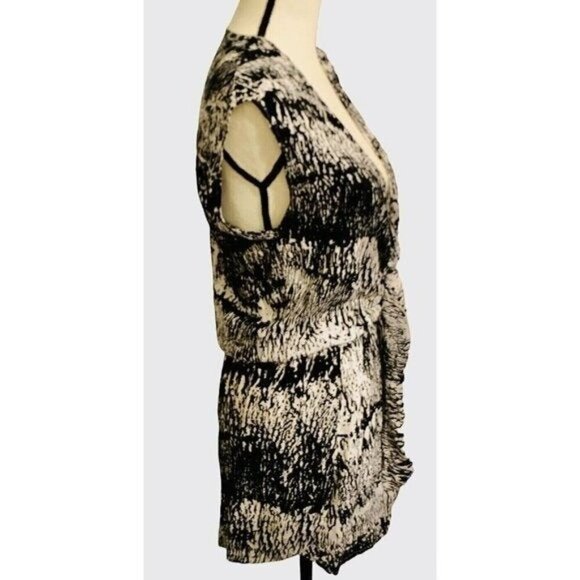 Betro Simone Womens Tie Front Side Split Romper Size L Black White Elastic Waist - Picture 6 of 9